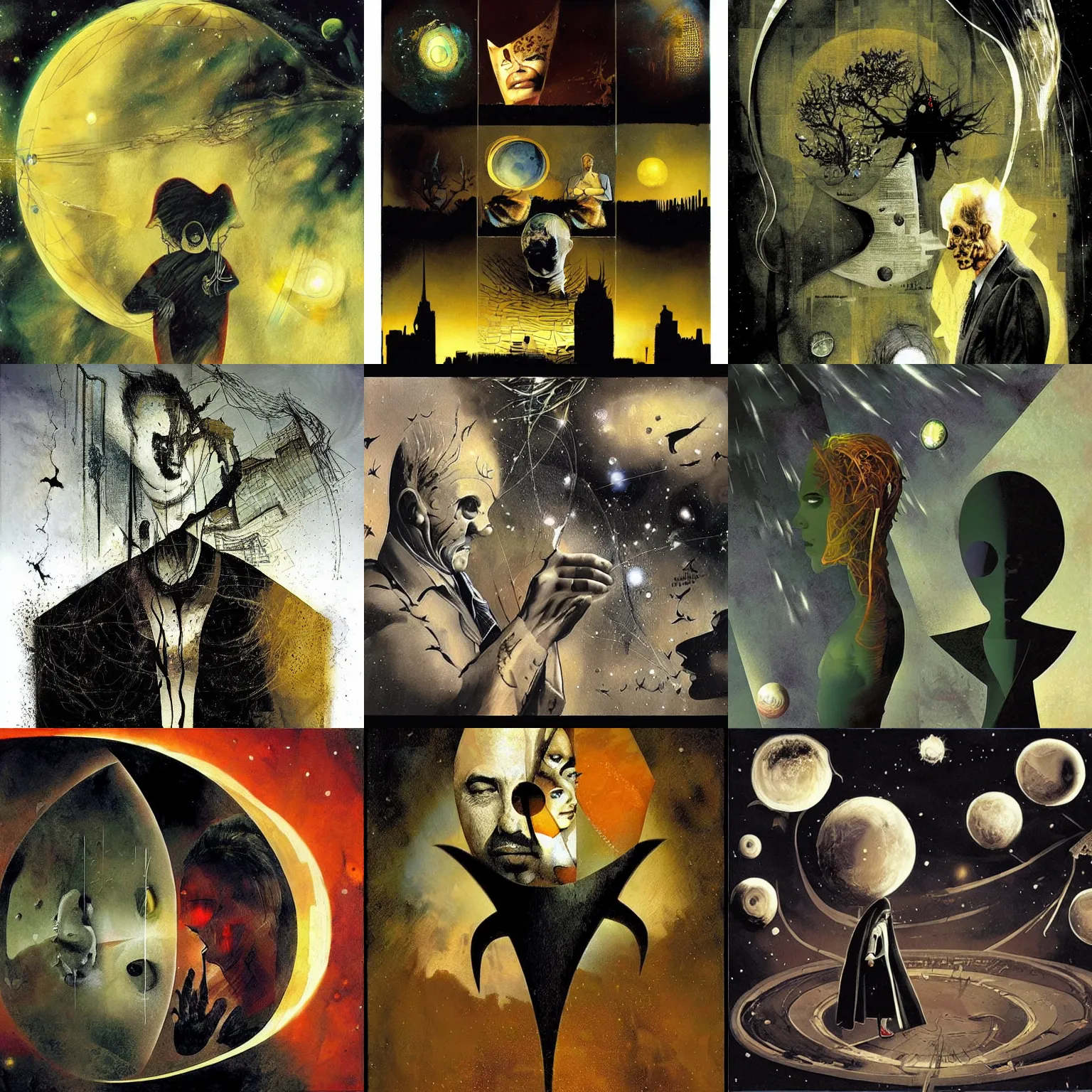 Prompt: a universe where humans don't exist, by dave mckean