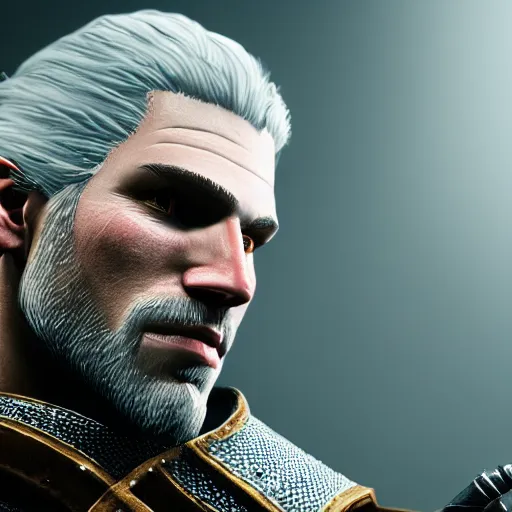 Prompt: portrait of geralt of rivia from the witcher, unreal engine, octane render, studio lighting, intricate details, anime style