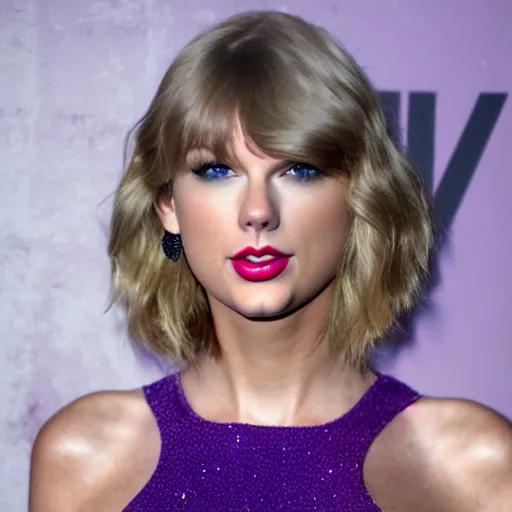 Prompt: taylor swift made of purple skin