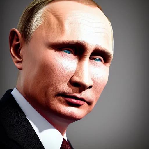 Image similar to a closeup photorealistic gay vladamir putin photograph. make up. joyful. fine detail. 4 k hd, trending on artstation, featured on behance, well - rendered, extra crisp, features intricate detail, epic composition and the style of unreal engine.