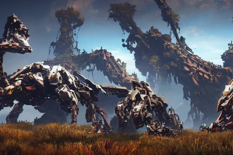 Image similar to slitherfang machine mecha animal beast robot of horizon forbidden west horizon zero dawn bioluminiscence global illumination ray tracing hdr fanart arstation by sung choi and eric pfeiffer and gabriel garza and casper konefal