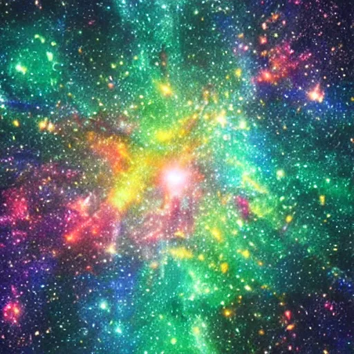 Image similar to prismatic galaxy, luminescent, photorealistic