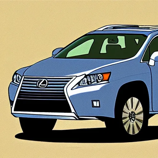 Image similar to 2009 Lexus RX350, cartoonish, cartoon,