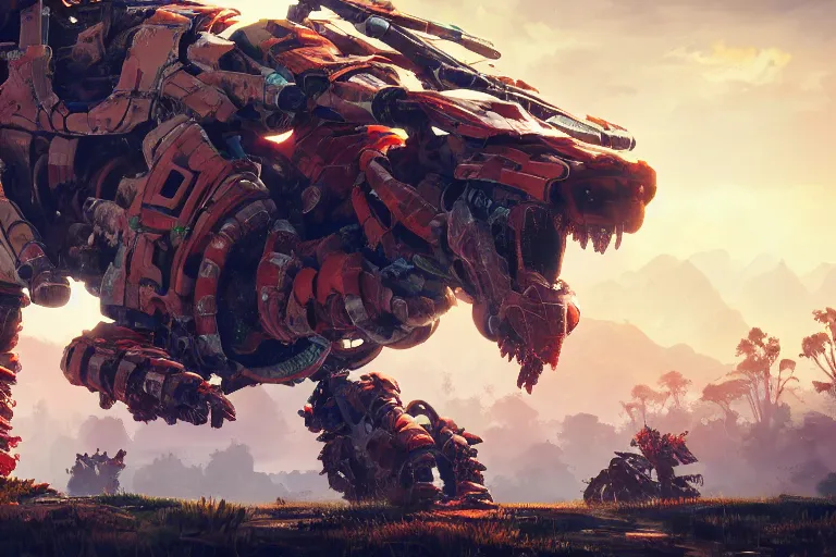 Image similar to shellsnapper machine mecanical creature robot of horizon forbidden west horizon zero dawn bioluminiscence global illumination ray tracing hdr fanart arstation by ian pesty and alena aenami artworks in 4 k