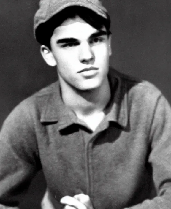 Prompt: 1 9 5 1 photo of holden caulfield from the catcher in the rye