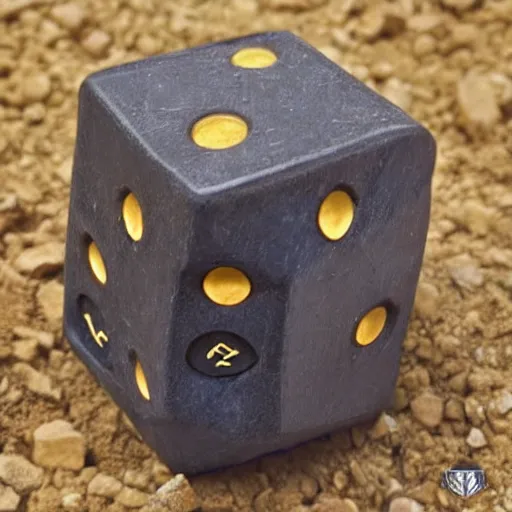 Image similar to Golem with a 12 sided dice as head.