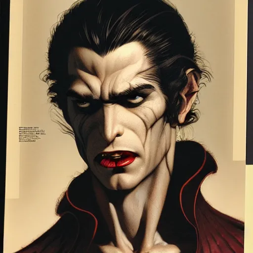 Image similar to head and shoulders vogue photo portrait of a male vampire, d & d, fantasy, greg rutkowski, frank frazetta, alexandre chaudret, boris vallejo, michael whelan, miro petrov, hr giger, magali villeneuve, donato giancola