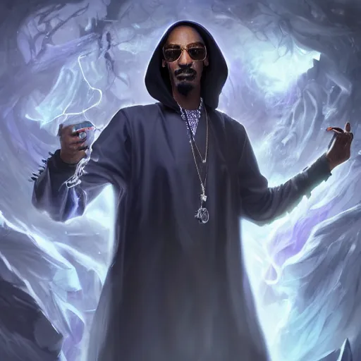 Image similar to portrait of snoop dogg as the grim reaper, league of legends amazing splashscreen artwork, splash art, natural light, elegant, photorealistic facial features, intricate, fantasy, detailed face, atmospheric lighting, anamorphic lens flare, cinematic lighting, league of legends splash art, hd wallpaper, ultra high details by greg rutkowski