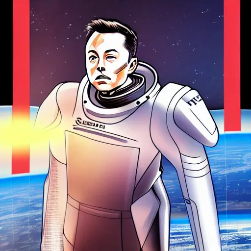 Image similar to elon musk and spacex manga by hiroya oku