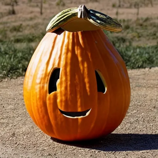 Image similar to gourd shaped like the face of amber heard hybrid intercross mix as a gourd