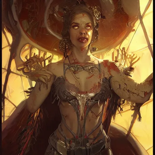 Prompt: a pc made out of flesh, gaming pc case, skin on the gaming pc, skinned alive, blood, teeth, fantasy, intricate, highly detailed, digital painting, artstation, concept art, smooth, sharp focus, illustration, art by artgerm and greg rutkowski and alphonse mucha