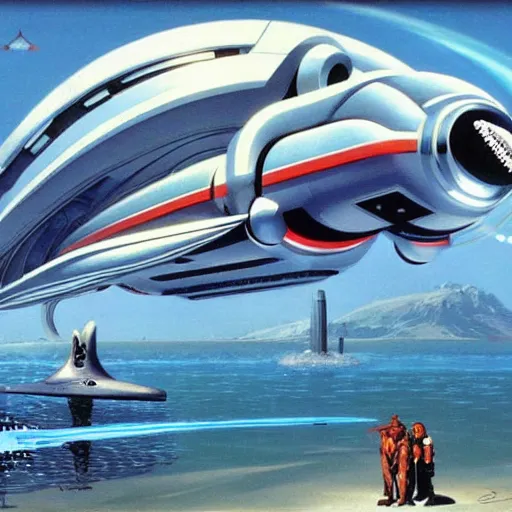 Image similar to robotic cyborg robert mccall - orca submarine concept art by digital art trending on artstation, solarpunk