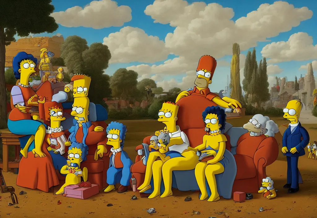 Image similar to the simpsons by jacques - louis david