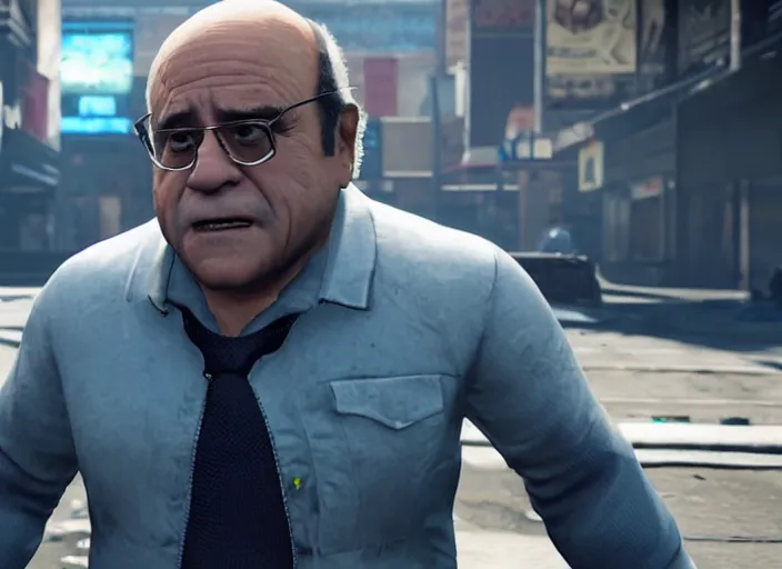 Image similar to video game still of danny devito in the video game detroit become human,