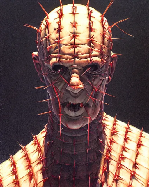 Prompt: Pinhead from Hellraiser by Peter Andrew Jones, hyperrealism