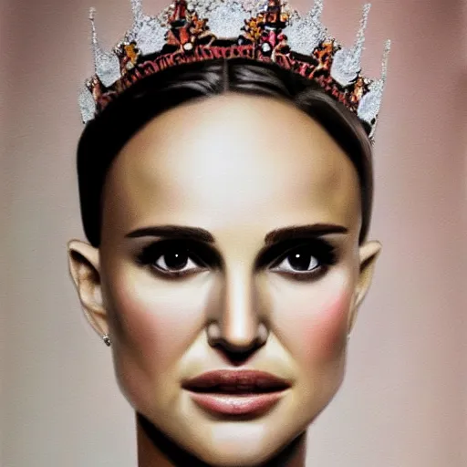 Image similar to portrait painting natalie portman wearing a crown, detailed, artstation, trending, detailed