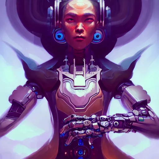 Prompt: a portrait of a cybernetic kung fu master, cyberpunk concept art by pete mohrbacher and wlop and artgerm and josan gonzales, digital art, highly detailed, intricate, sci-fi, sharp focus, Trending on Artstation HQ, deviantart, unreal engine 5, 4K UHD image