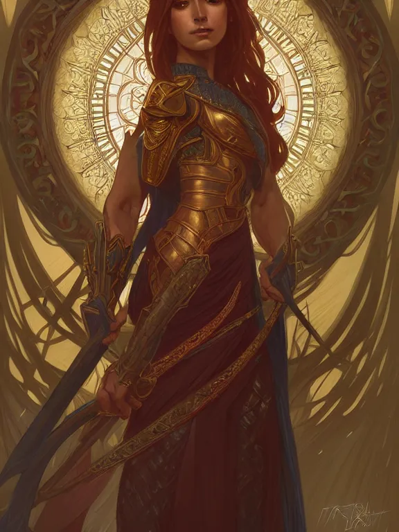 Image similar to symmetry!! intense fanart of a evve as a mage warrior as acotar protagonist, magic background, intricate, elegant, highly detailed, my rendition, digital painting, artstation, concept art, smooth, sharp focus, illustration, art by artgerm and greg rutkowski and alphonse mucha