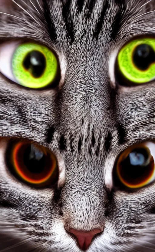 Image similar to Cat with abnormally large eyes and laser vision, realistic, photo, 8K, detailed,