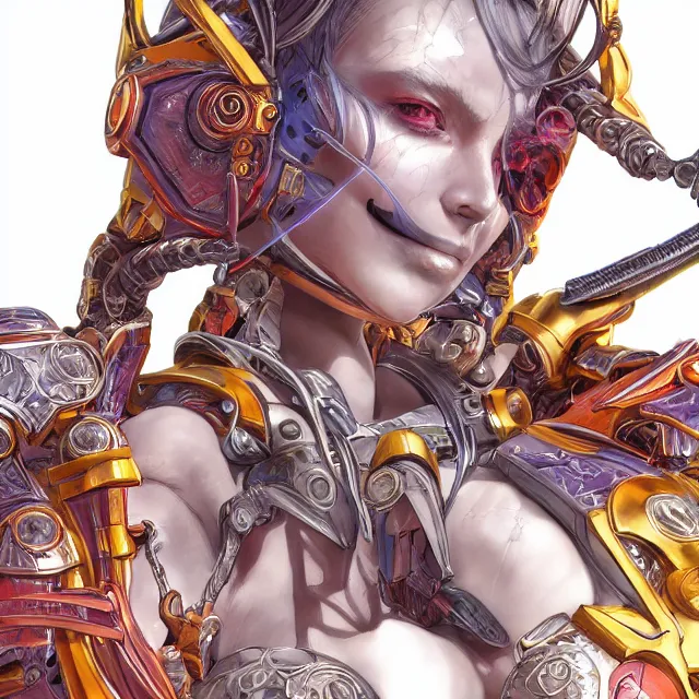 Prompt: studio portrait of lawful good colorful female holy mecha paladin absurdly beautiful, elegant, young thin bikini model, ultrafine hyperrealistic detailed face illustration by kim jung gi, irakli nadar, intricate linework, sharp focus, bright colors, matte, octopath traveler, final fantasy, unreal engine highly rendered, global illumination, radiant light, intricate environment