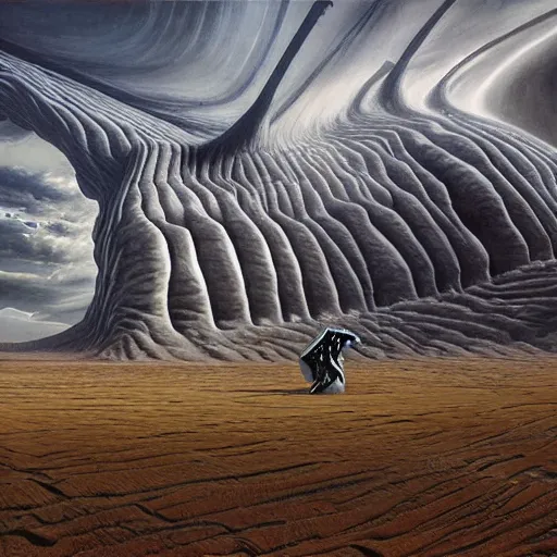 Image similar to an endless twisting inverted nightmare landscape, rhads!, ( h. r. giger )