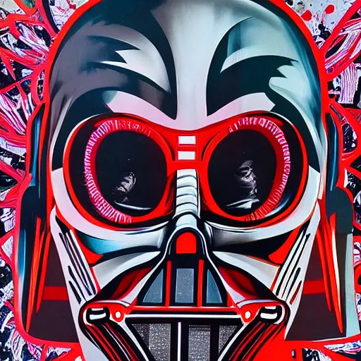 Image similar to Tristan Eaton, maximalism, undead darth vader