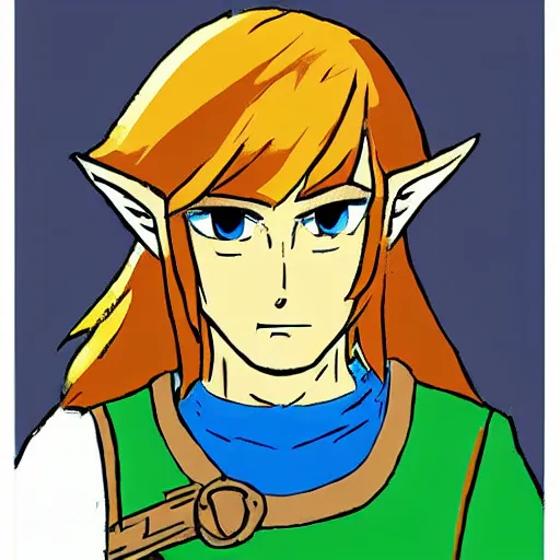 Image similar to “portrait of grown up Link from The Legend of Zelda a Link to The Past. Art by Morman Rockwell (1965)”