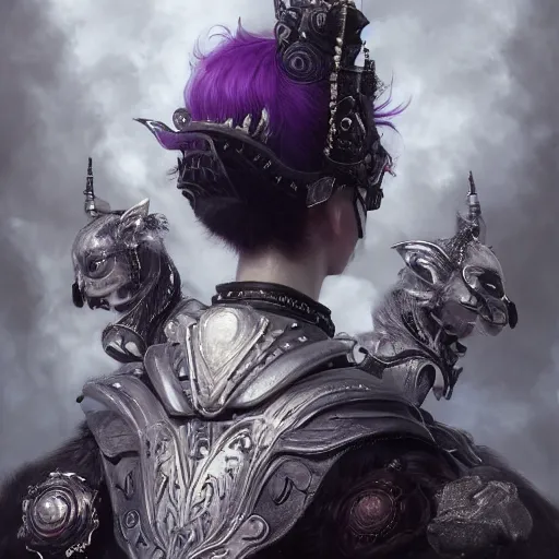 Prompt: actionism, soft painting neko curiosities carnival, beautiful in full gothic armor, symmetry accurate features, focus, very intricate ultrafine details, black white purple volumetric clouds, award winning masterpiece, octane render 8 k hd, tom bagshaw artstyle