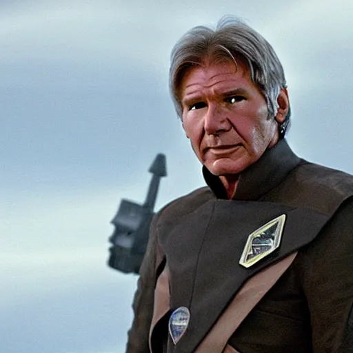 Image similar to A still of Harrison Ford as Commander Adama in Battlestar Galactica (2003)