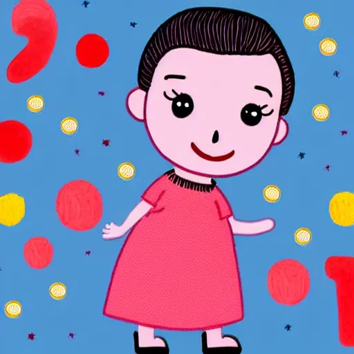 Image similar to Eleven from Stranger Things in the style of Peppa Pig