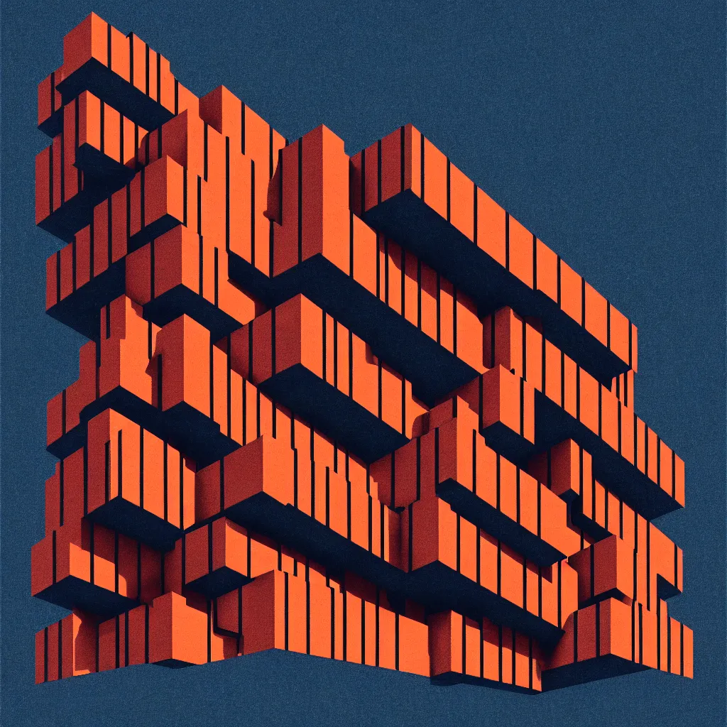 Image similar to power play architecture by, mads berg, karolis strautniekas, film noir, stippled light, dramatic lighting, editorial illustration, detailed, fine texture, matte print, art deco, brutalism, dark blue + dark orange, red, black, ( ( habitat 6 7 background ) )