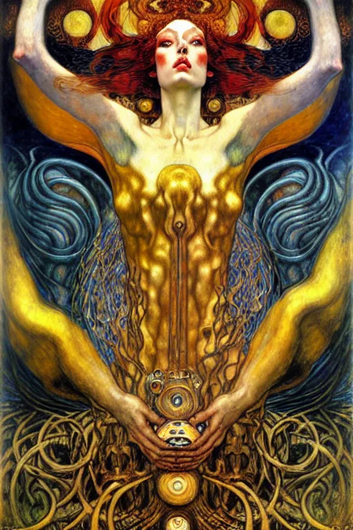 Image similar to Divine Chaos Engine by Karol Bak, Jean Delville, William Blake, Gustav Klimt, and Vincent Van Gogh, symbolist, visionary