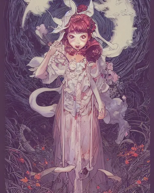 Image similar to a girl in a cute ghost halloween costume, midshot single subject, ambient lighting, detailed, art poster by ayami kojima, makoto shinkai, kilian eng