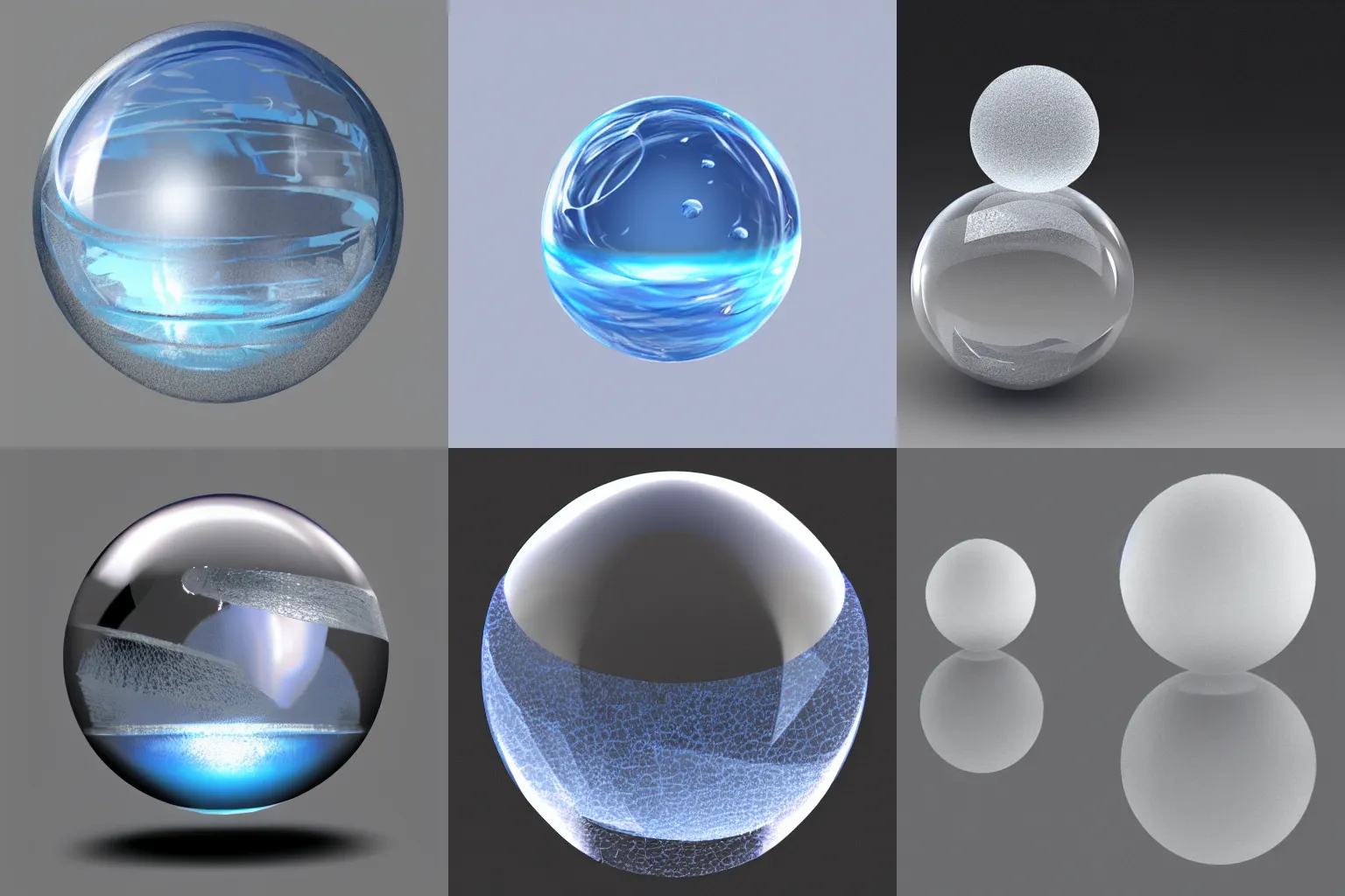 Prompt: concept art, sphere material is transparent ice,