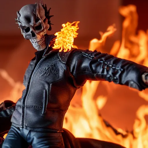 Image similar to Ghost rider clay figure 4k detail