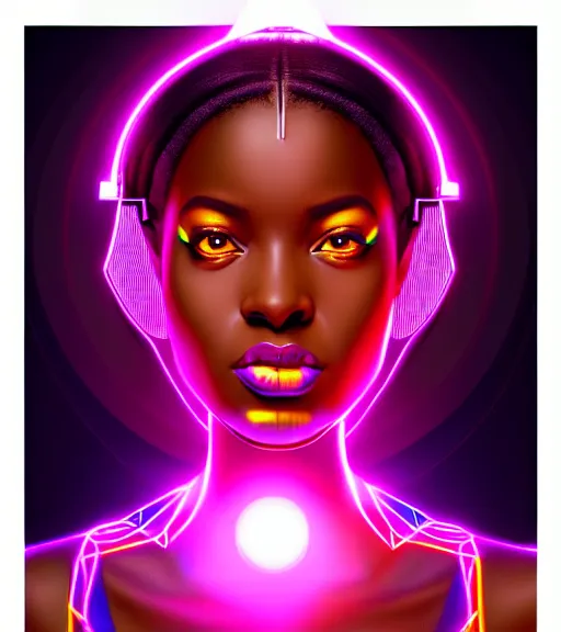 Image similar to symmetry!! african princess of technology, solid cube of light, hard edges, product render retro - futuristic poster scifi, lasers and neon circuits, beautiful dark skin african princess, intricate, elegant, highly detailed, digital painting, artstation, concept art, smooth, sharp focus, illustration, dreamlike, art by artgerm