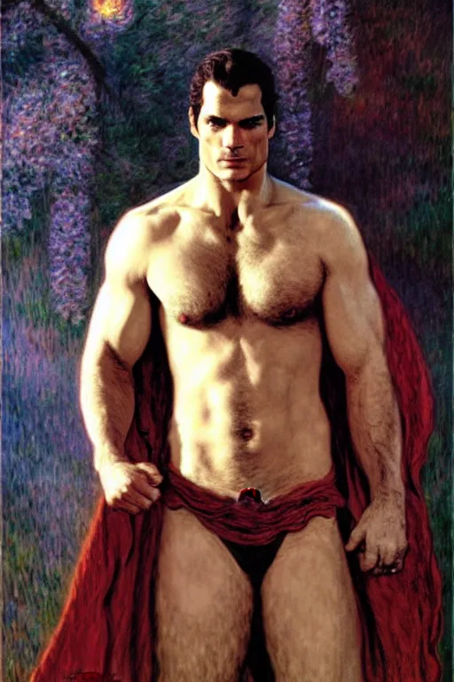 Image similar to henry cavill as dnd wizard, painting by tom of finland, gaston bussiere, craig mullins, j. c. leyendecker, claude monet