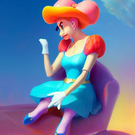 Image similar to painted portrait of princess peach from super mario, fantastically pastel colors, octane render, matte painting concept art, official fanart behance hd artstation by jesper elsing, by rhads and makoto shinkai and lois van baarle and ilya kuvshinov and rossdraws