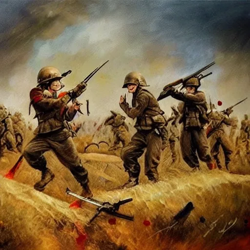 Image similar to war is hell, no text, painting style, blood