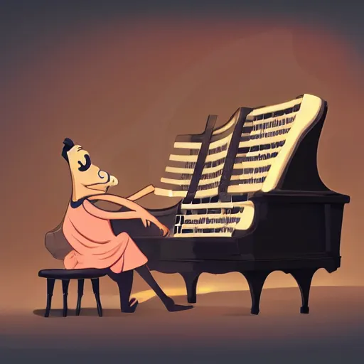 Prompt: cartoon characters of a tv playing a piano , artstation, concept art, smooth, sharp focus, illustration,