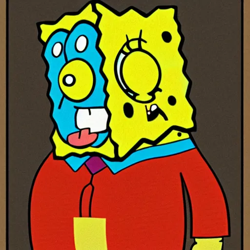 Prompt: portrait of spongebob squarepants when he was a bodybuilder