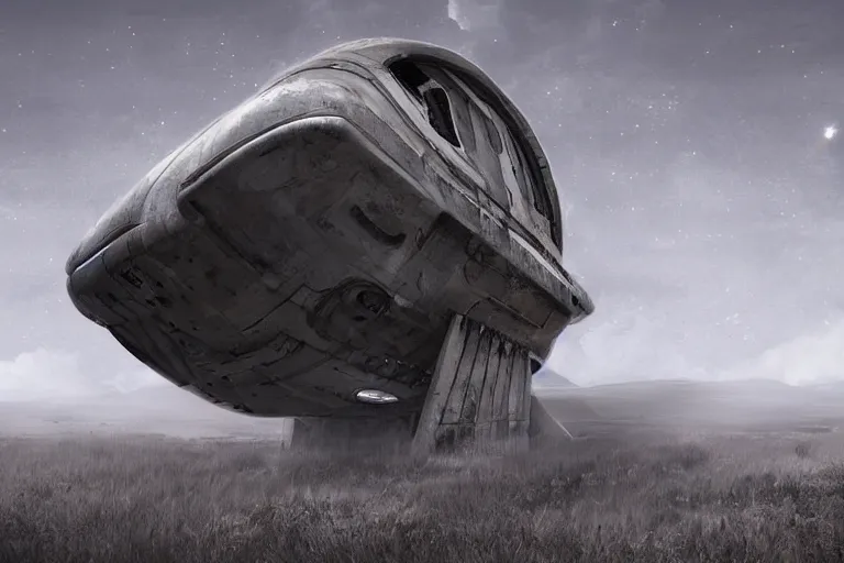 Image similar to abandoned spaceship, eerie digital art