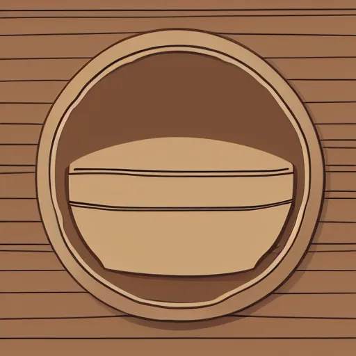 Prompt: wooden bowl, side view, sawblade, vector art