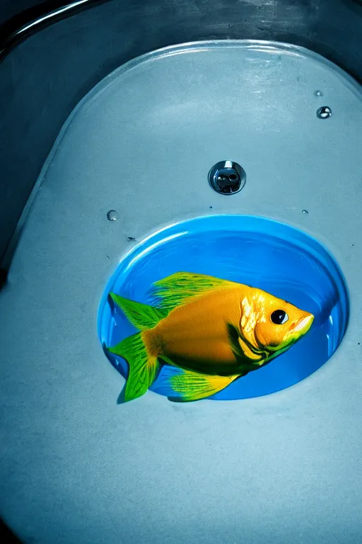 Prompt: fish swimming inside a toilet, 4 k, high res