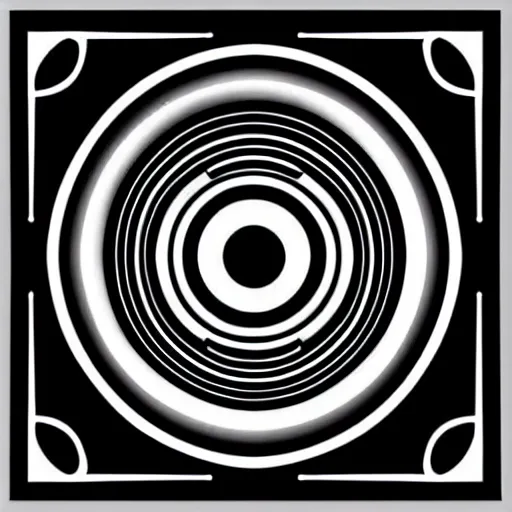 Prompt: black and white sci fi luxury themed svg vector art panel for cnc plasma, laser, stencil, unique art nouveau deco hole through circuit ocean wave design