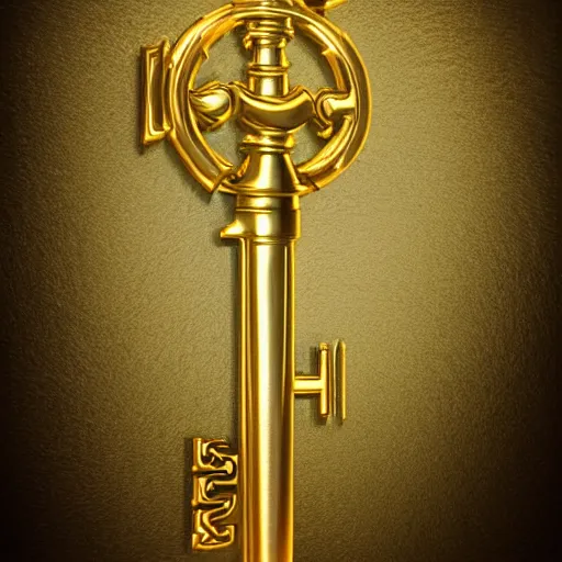 Image similar to golden key, fantasy illustration, medieval era, blank background, studio lighting, hand - drawn digital art, 4 k, trending on artstation