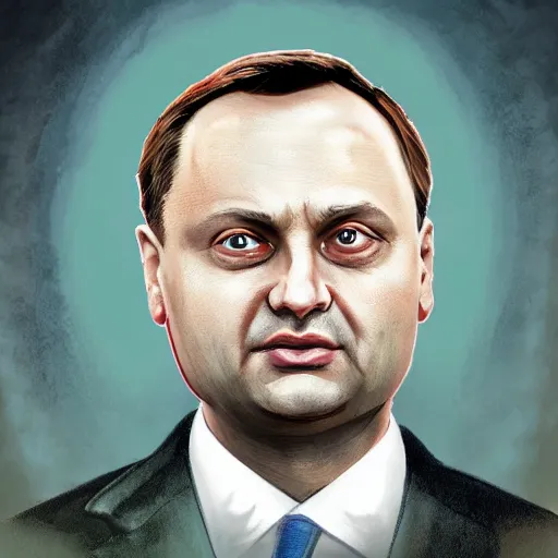 Image similar to andrzej duda in a horror game, official artwork