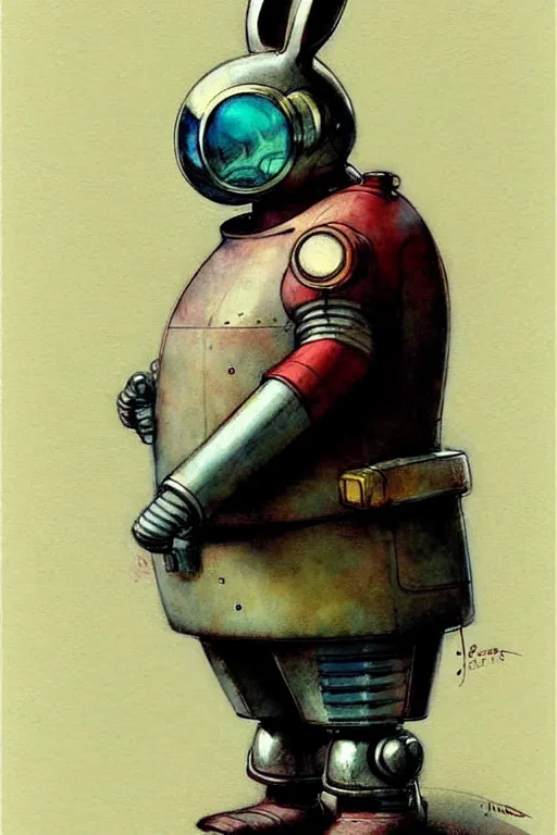 Image similar to adventurer ( ( ( ( ( 1 9 5 0 s retro future robot android fat wise old rabbit android. muted colors. ) ) ) ) ) by jean baptiste monge!!!!!!!!!!!!!!!!!!!!!!!!! chrome red