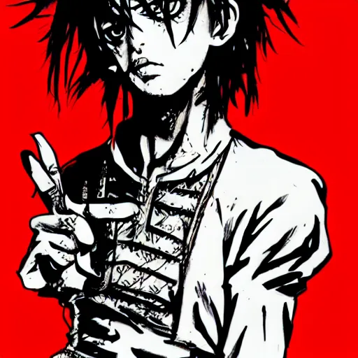 Prompt: playboi carti rapper in the style of dorohedoro