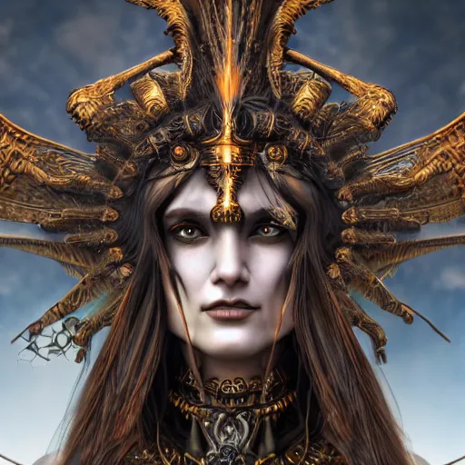 Prompt: perfectly - centered close - up portrait - photograph of goddess of death, cgi, anisotropic filtering, high definition textures, 4 kuhdtv, 8 k resolution, 1 6 k, 3 2 k, meticulous details, maximalist, rendered in blender, by anne stokes